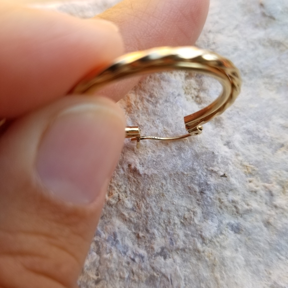 Solid 14k Yellow Gold Double Hoops - image 4